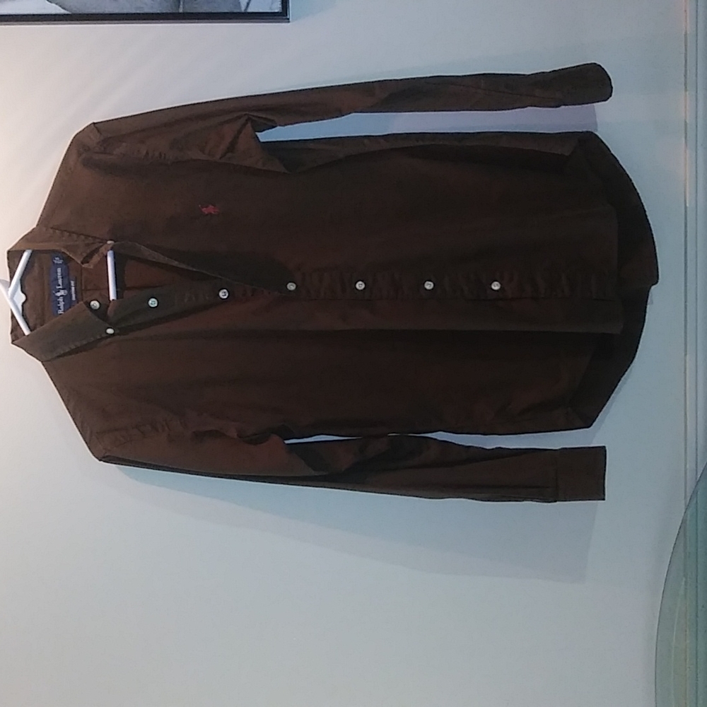 Ralph Lauren Small Custom Fit Button Down L/S Brown Shirt